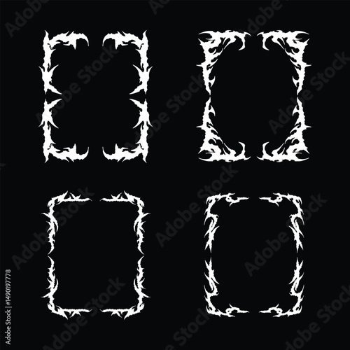 Handcrafted Tribal Fire Corners and Borders for Posters or Flyers