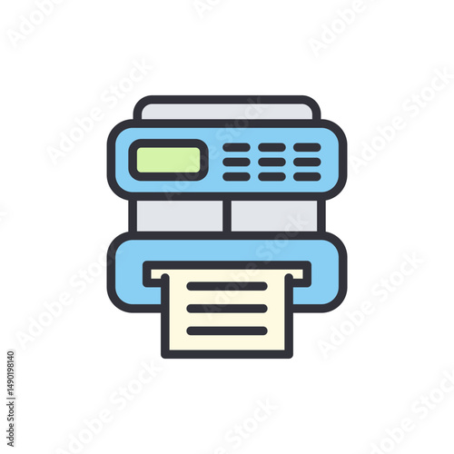 Stylized Illustration Of A Printer With Paper Against A Transparent Backdrop