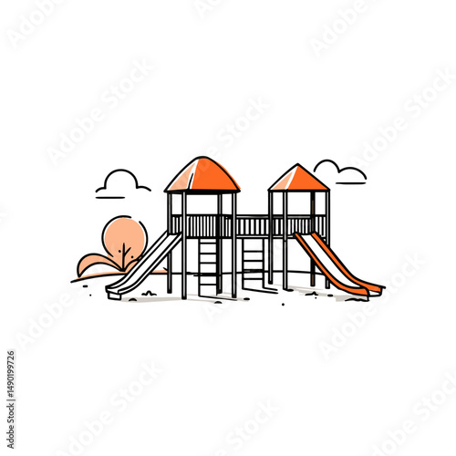 vector drawing of a children's playground on a white background .Generative AI