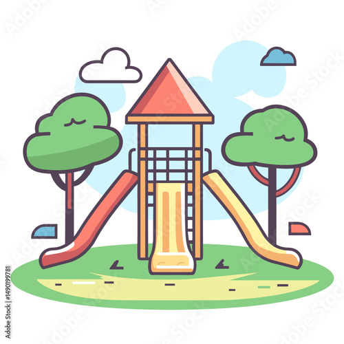 vector drawing of a children's playground on a white background .Generative AI