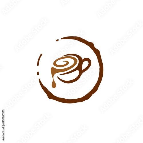Printsimple coffee stain, elegant cup coffee logo design
