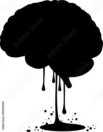 Human Brain Silhouette: Anatomy and Intellect vector