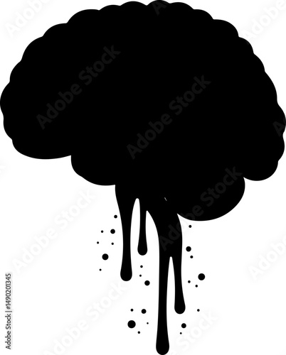 Human Brain Silhouette: Anatomy and Intellect vector