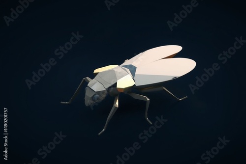 Low Poly Fly Insect 3D Illustration photo