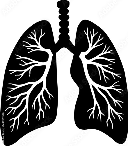 Human Lungs Silhouette vector