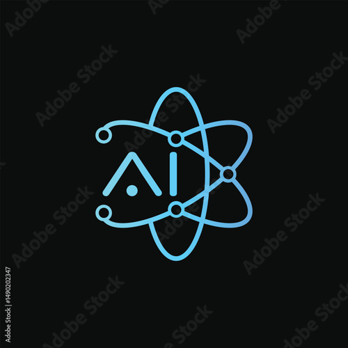 Atom Futuristic Technology Logo. Atomic Structure Logo