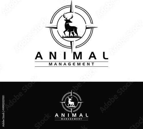 Animal Management Logo with Deer and Compass Logo