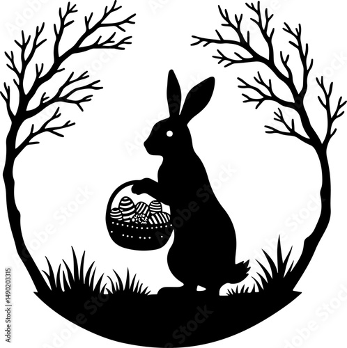 Happy Easter Bunny Wreath" Easter day vector 