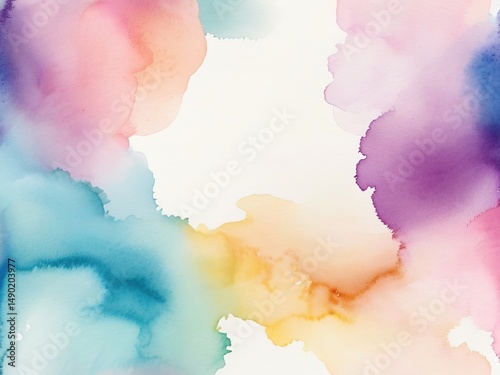 Abstract watercolor background with empty copy space for text. Hand-drawn illustration for your design.	
