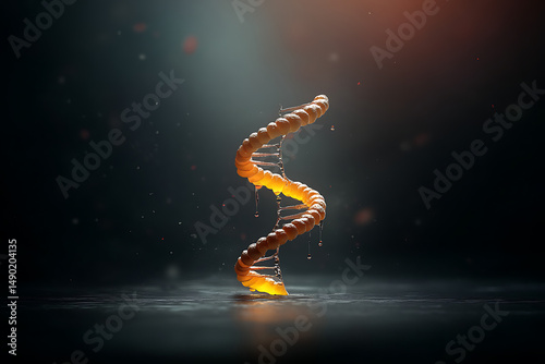 Glowing DNA Helix with Dark Background.