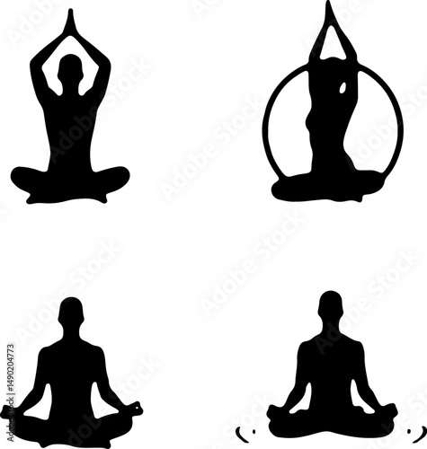 Yoga Pose Silhouettes: Serenity and Movement