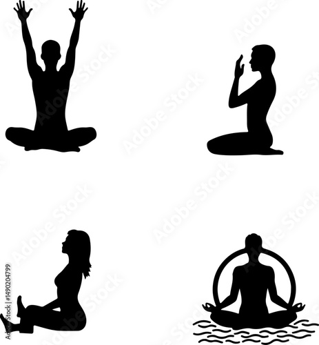 Yoga Pose Silhouettes: Serenity and Movement