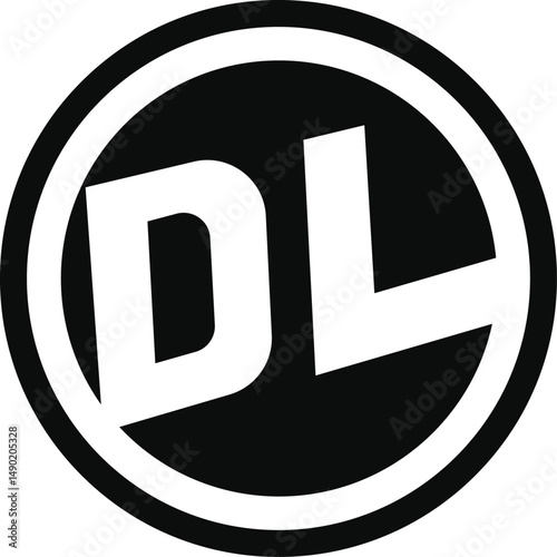 DL Monogram Logo in a Black Circle