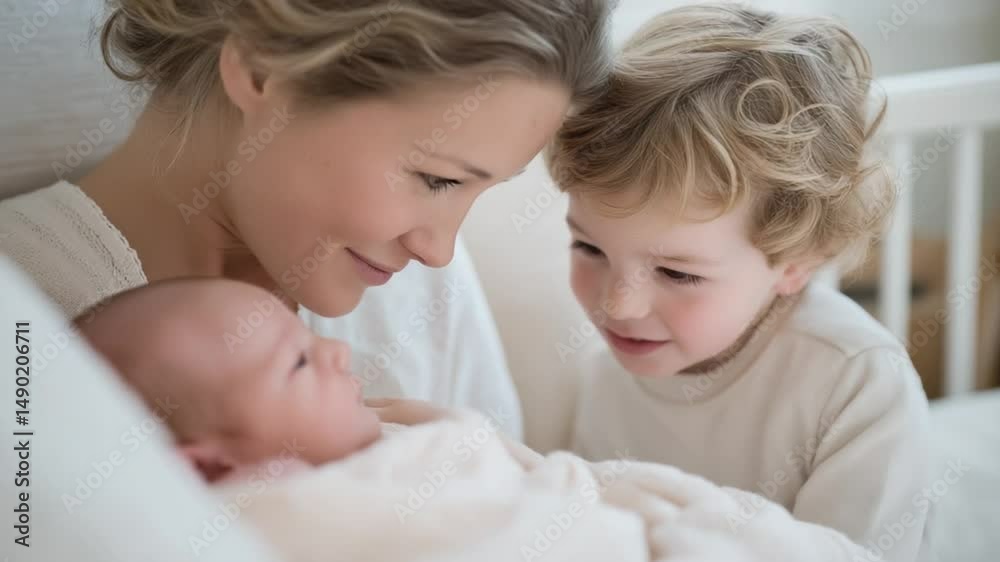 Welcoming a Newborn: An Older Brother's First Meet in a Nursery Welcoming a Newborn: An Older Brother's First Meet in a Nursery