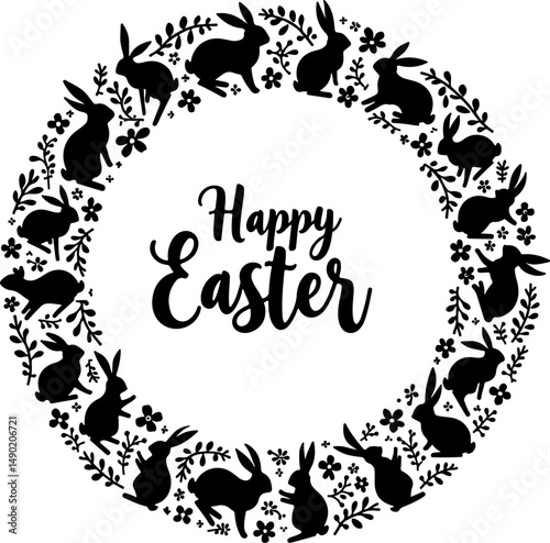 Happy Easter Bunny Wreath" vector design