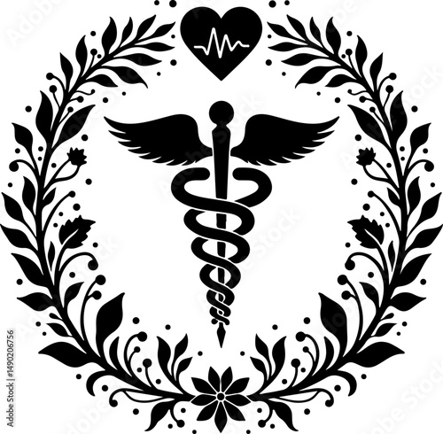 Medical Emblem and Drip Mind  of Healing" vector design