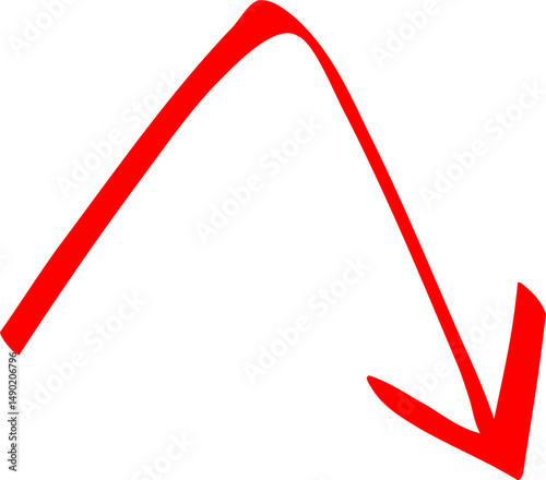 Red Pen Arrow with Organic Lines