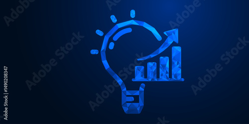 Glowing Growth Arrow Chart: Futuristic Business Success, Financial Progress, and Innovation Concept with Bright Upward Arrow on Digital Background	
