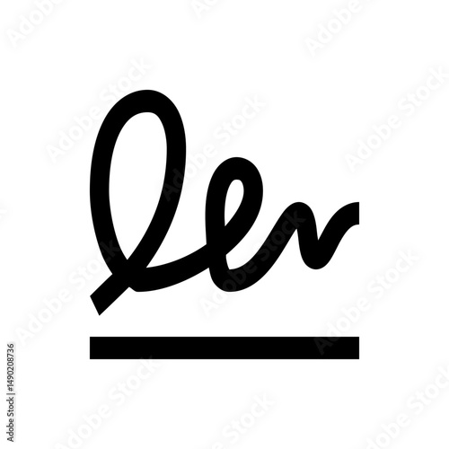 Black cursive script with loops and a horizontal line beneath it on a white background vector art