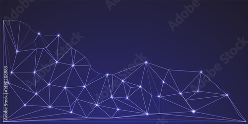 Low Poly Background on Dark Blue Gradient – Modern, Geometric, and Minimalist Abstract Design for Digital Art, 3D Modeling, Wallpapers, and Futuristic Graphics	