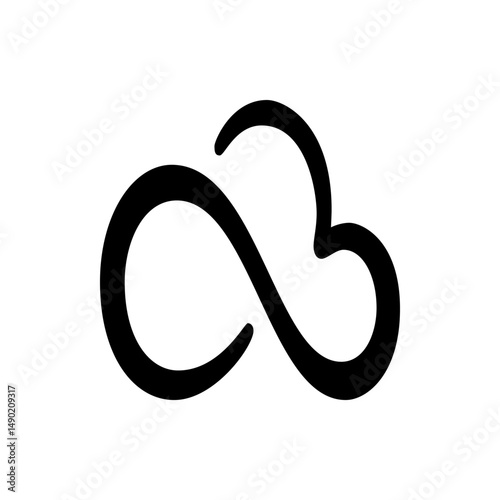 Stylized black cloud shape with an infinity symbol incorporated in the design on a white background