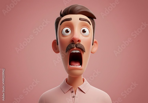 Shocked Cartoon Man. Surprised Male Character
