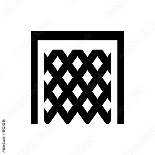 Illustration of a soccer goal with a net featuring a diamond pattern on a white background design view