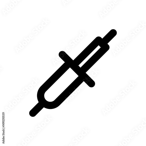 Illustration of a black dropper tool with a bulb and a crossbar on a white background in simple style