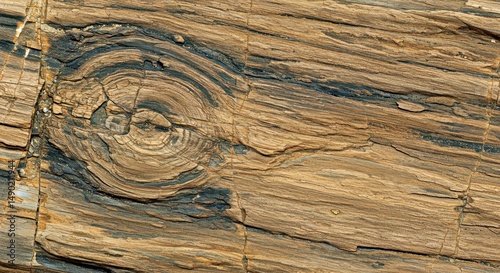 Seamless petrified wood stone background with fossilized growth rings warm brown black gray