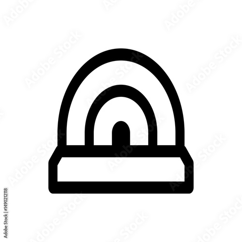 Illustration of a black and white wifi router with a rounded top and a rectangular base design style