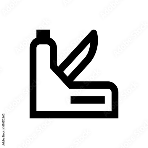 Stylized black and white outline of a pocket knife with the blade partially open on a white background