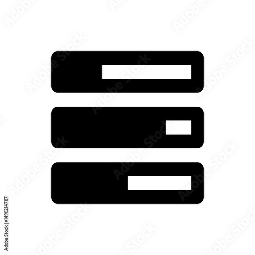 Illustration of a menu icon with three horizontal bars and rounded corners in a simple black and white design