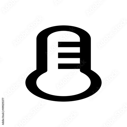 Illustration of a simple black thermometer with three horizontal lines indicating temperature levels shown