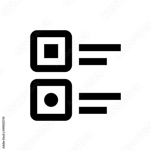 Two squares with shapes inside and horizontal lines next to them in a black and white illustration
