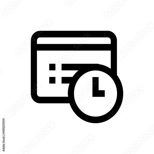 Icon of a calendar with list items and a clock overlay indicating time management and scheduling tasks