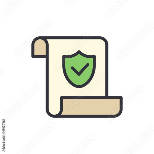 Secured Document With Shield Symbol Representing Guarantee And Assurance