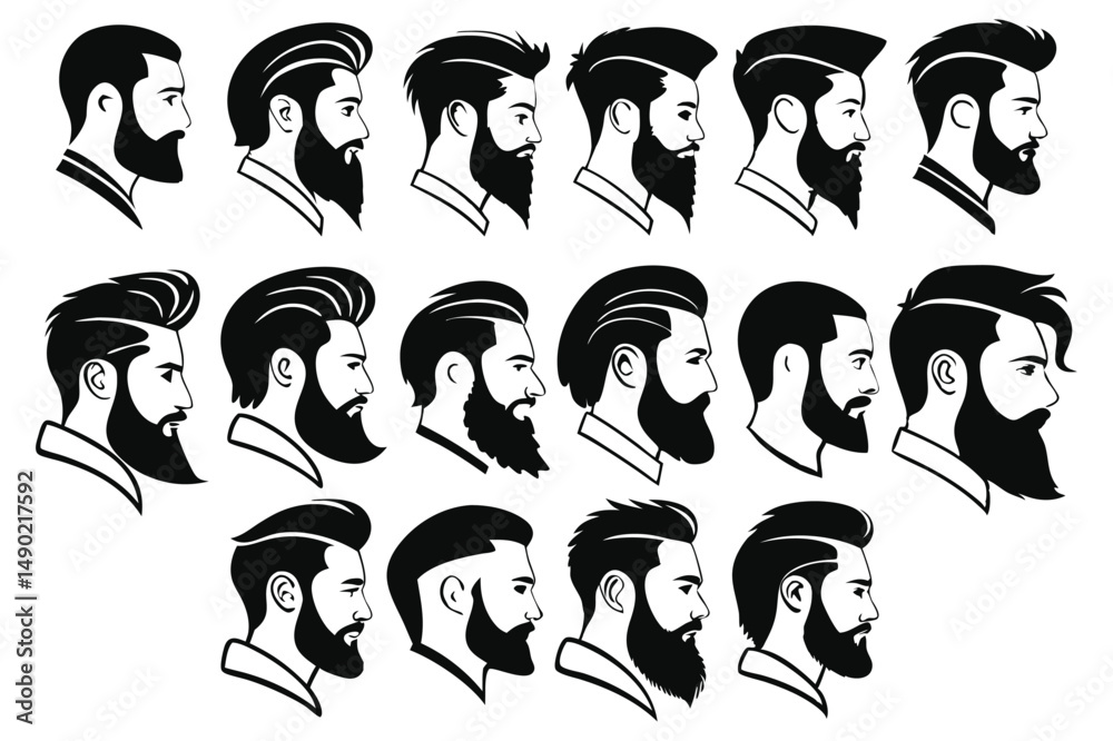 Naklejka premium set of men faces vector