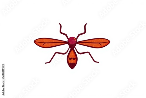 Cartoon illustration of a wasp with orange wings and a dark