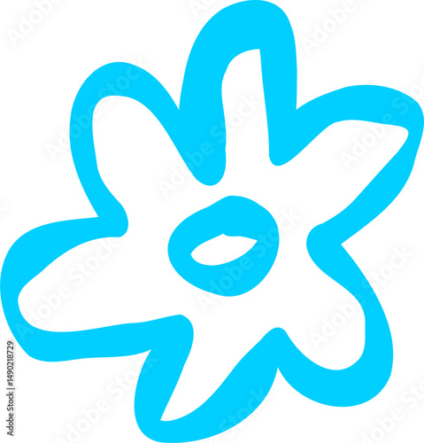 Hand Drawn Flower Leafs With Neon