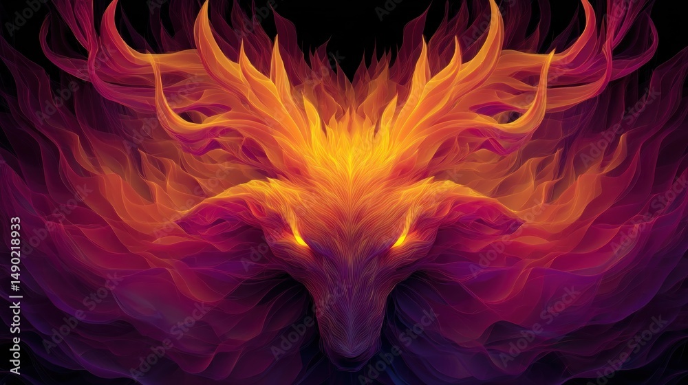 Fototapeta premium Fiery deer head illustration