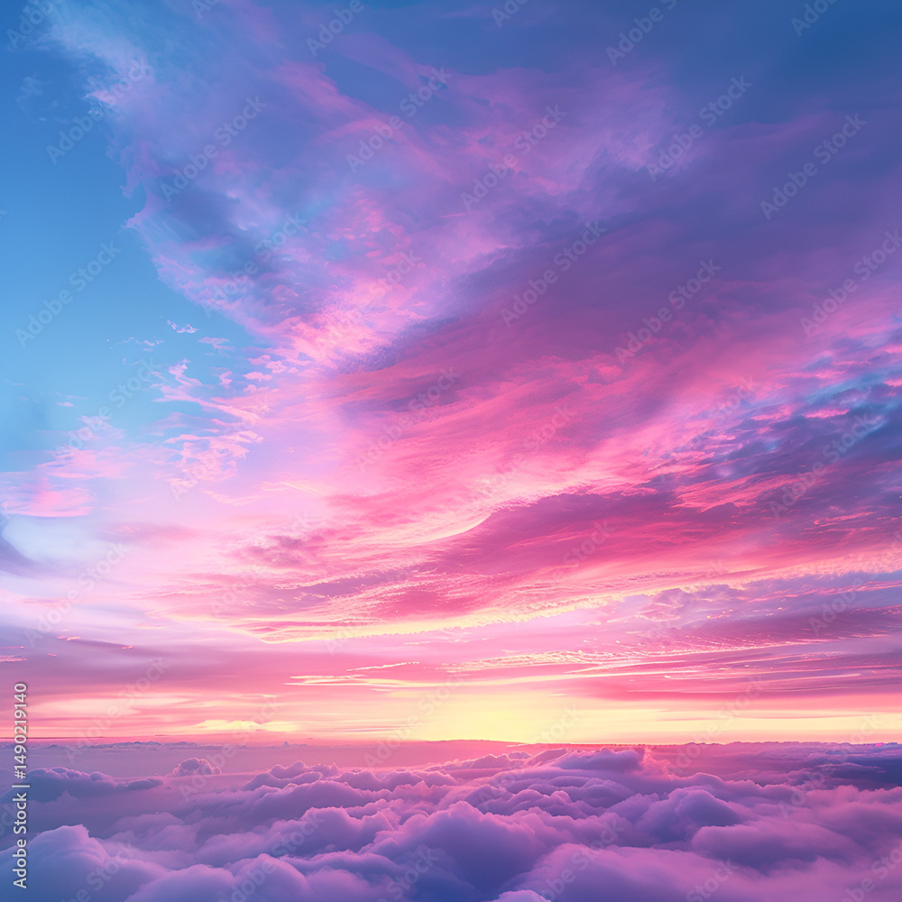 Obraz premium Dreamy Pink Sunset Above Cloudscape