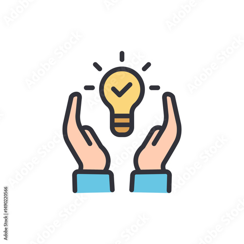 Hands Holding A Lightbulb Symbolizing Approved Ideas And Solutions