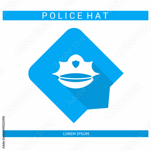Design icon. Police hat icon symbol in flat. Police hat symbol design in flat with shadows. Stock vector.