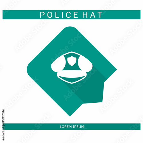 Design icon. Police hat icon symbol in flat. Police hat symbol design in flat with shadows. Stock vector.