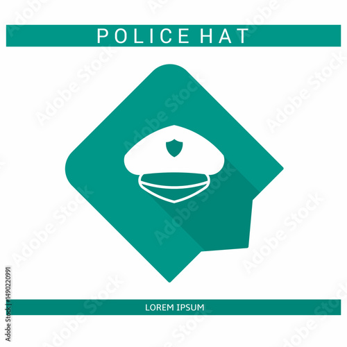 Design icon. Police hat icon symbol in flat. Police hat symbol design in flat with shadows. Stock vector.