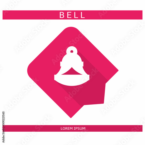 Design icon. Bell icon symbol in flat. Bell symbol design in flat with shadows. Stock vector.
