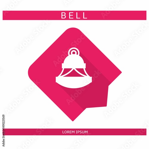 Design icon. Bell icon symbol in flat. Bell symbol design in flat with shadows. Stock vector.