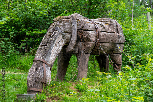 old wooden horse sculpture