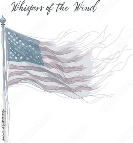 American flag whispers of the wind artistic illustration