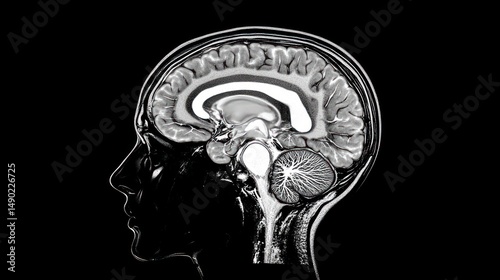 Human brain mri scan sagittal view anatomy medical healthcare neuroscience